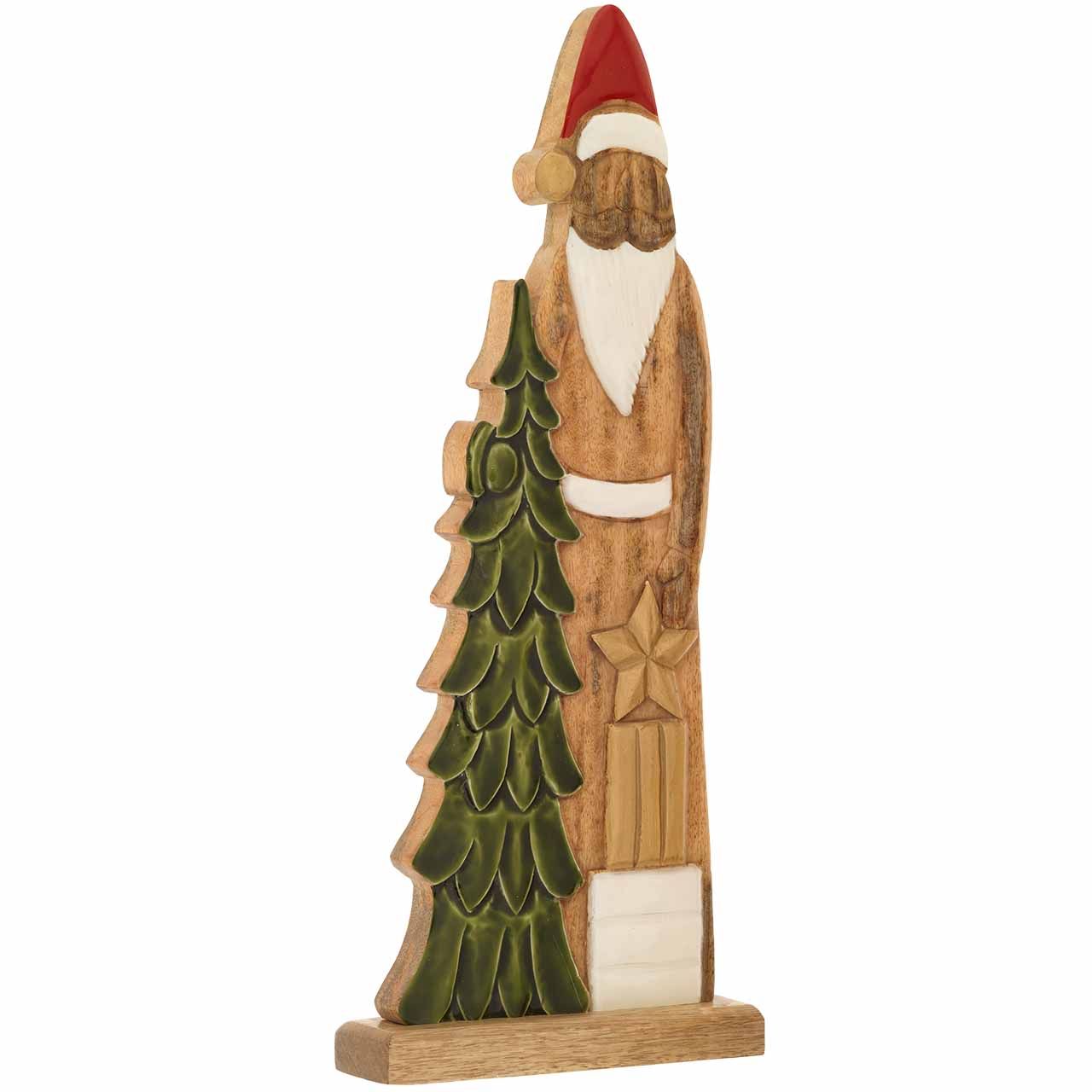 BABBO NATALE STILIZZATO IN LEGNO DI MANGO E SMALTO H. 50
